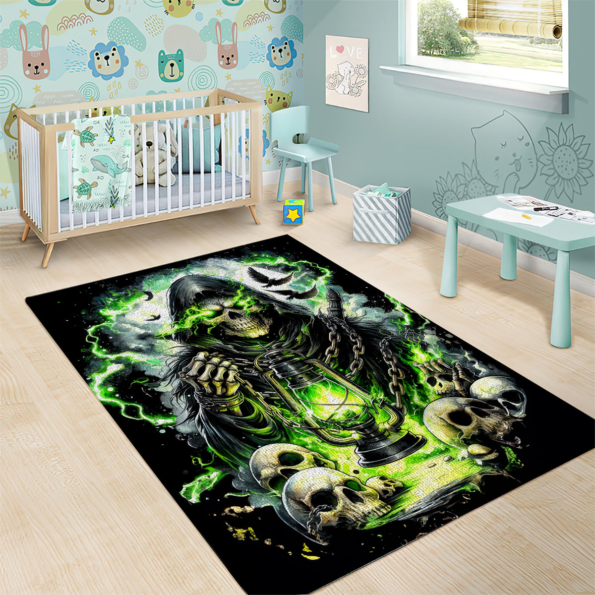 Reaper Skull Area Rug I Think I Was Designed To Be Alone - Wonder Print Shop