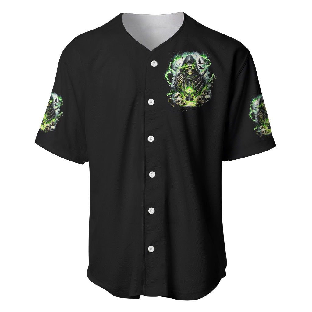 Reaper Skull Baseball Jersey I Think I Was Designed To Be Alone - Wonder Print Shop
