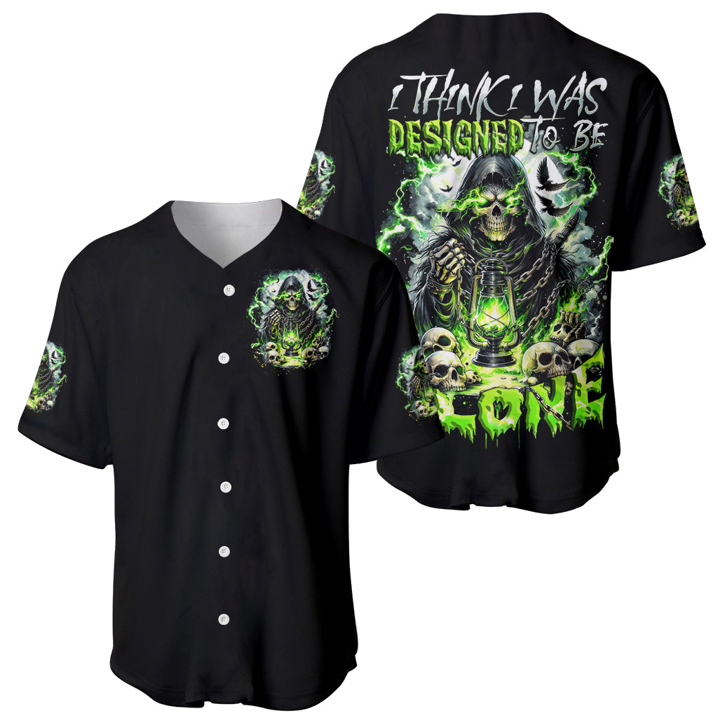 Reaper Skull Baseball Jersey I Think I Was Designed To Be Alone - Wonder Print Shop