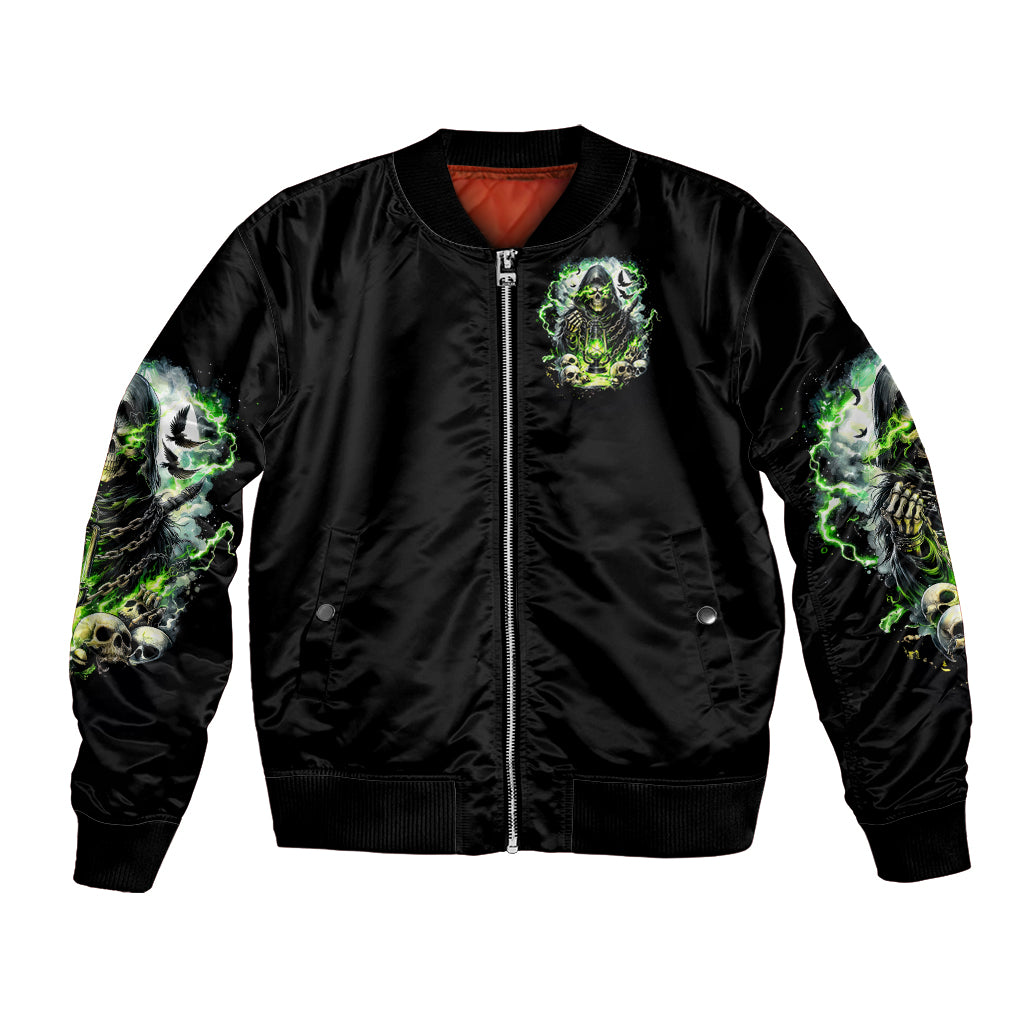 Reaper Skull Bomber Jacket I Think I Was Designed To Be Alone - Wonder Print Shop