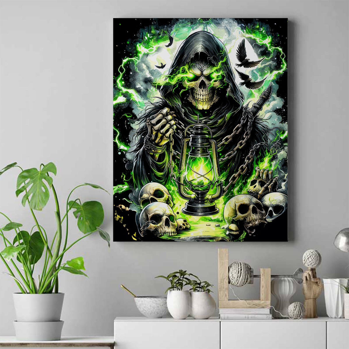 Reaper Skull Canvas Wall Art I Think I Was Designed To Be Alone - Wonder Print Shop