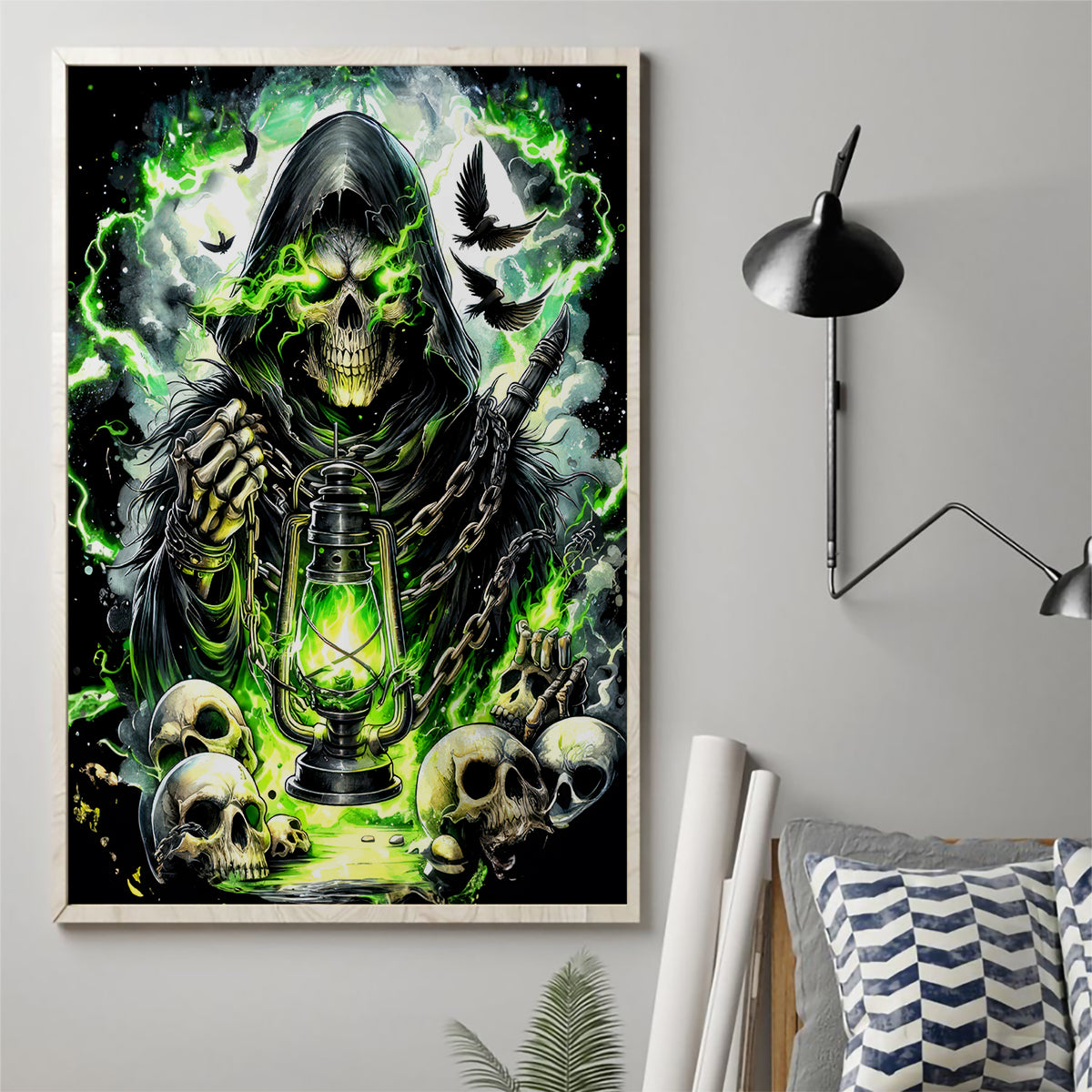 Reaper Skull Canvas Wall Art I Think I Was Designed To Be Alone - Wonder Print Shop