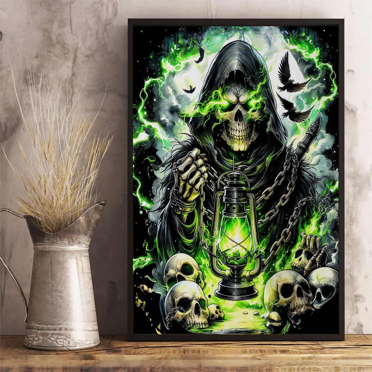 Reaper Skull Canvas Wall Art I Think I Was Designed To Be Alone - Wonder Print Shop