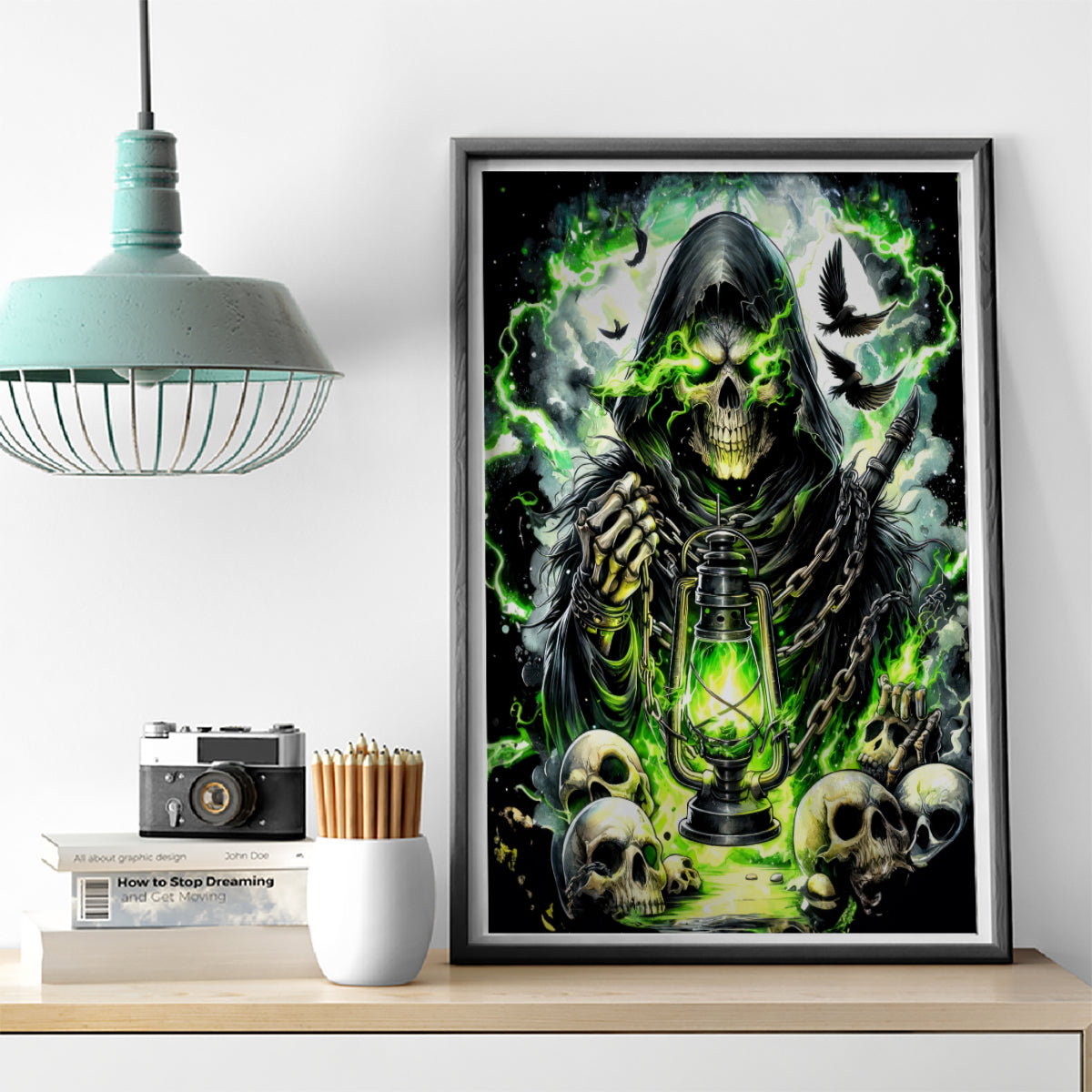 Reaper Skull Canvas Wall Art I Think I Was Designed To Be Alone - Wonder Print Shop