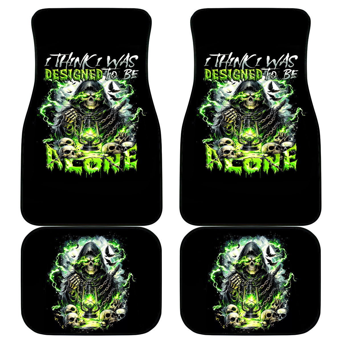 Reaper Skull Car Mats I Think I Was Designed To Be Alone - Wonder Print Shop