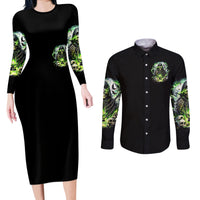 Reaper Skull Couples Matching Long Sleeve Bodycon Dress and Long Sleeve Button Shirt I Think I Was Designed To Be Alone - Wonder Print Shop