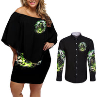 Reaper Skull Couples Matching Off Shoulder Short Dress and Long Sleeve Button Shirt I Think I Was Designed To Be Alone - Wonder Print Shop