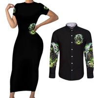 Reaper Skull Couples Matching Short Sleeve Bodycon Dress and Long Sleeve Button Shirt I Think I Was Designed To Be Alone - Wonder Print Shop