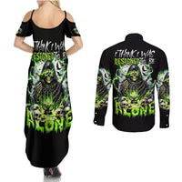Reaper Skull Couples Matching Summer Maxi Dress and Long Sleeve Button Shirt I Think I Was Designed To Be Alone - Wonder Print Shop