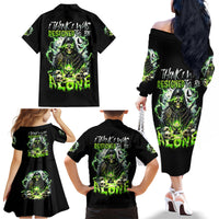 Reaper Skull Family Matching Off Shoulder Long Sleeve Dress and Hawaiian Shirt I Think I Was Designed To Be Alone - Wonder Print Shop