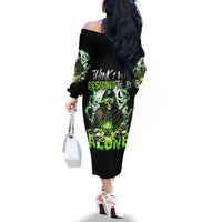 Reaper Skull Family Matching Off Shoulder Long Sleeve Dress and Hawaiian Shirt I Think I Was Designed To Be Alone - Wonder Print Shop