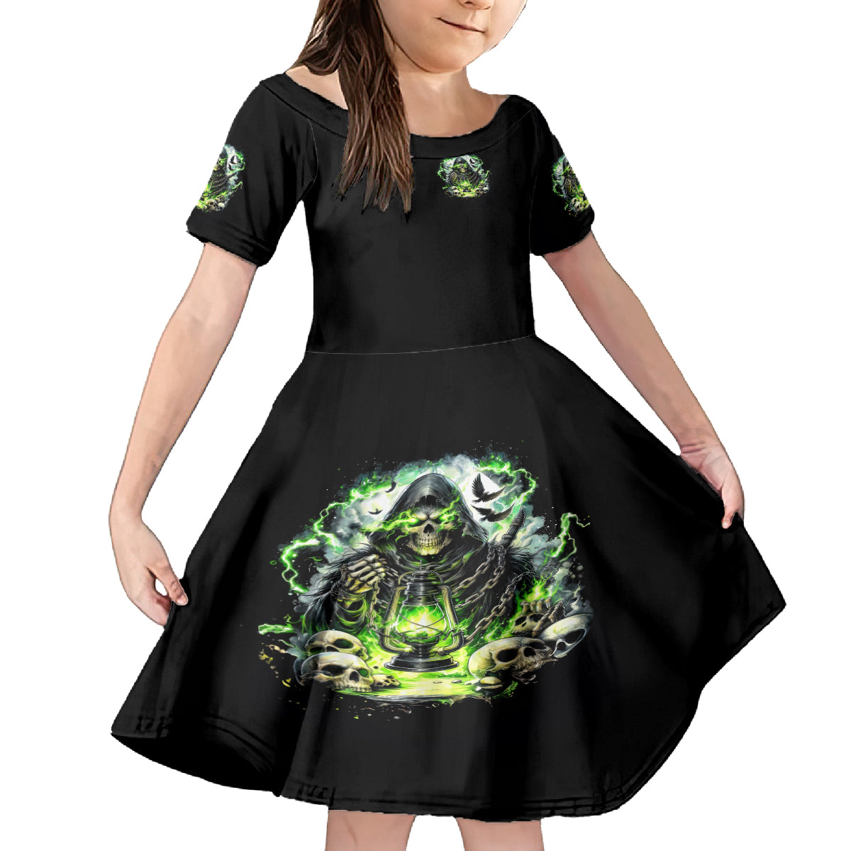 Reaper Skull Family Matching Off Shoulder Maxi Dress and Hawaiian Shirt I Think I Was Designed To Be Alone - Wonder Print Shop