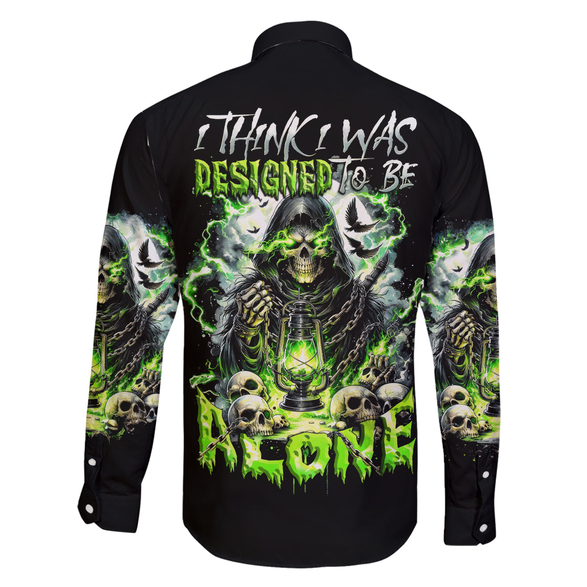 Reaper Skull Family Matching Summer Maxi Dress and Hawaiian Shirt I Think I Was Designed To Be Alone - Wonder Print Shop