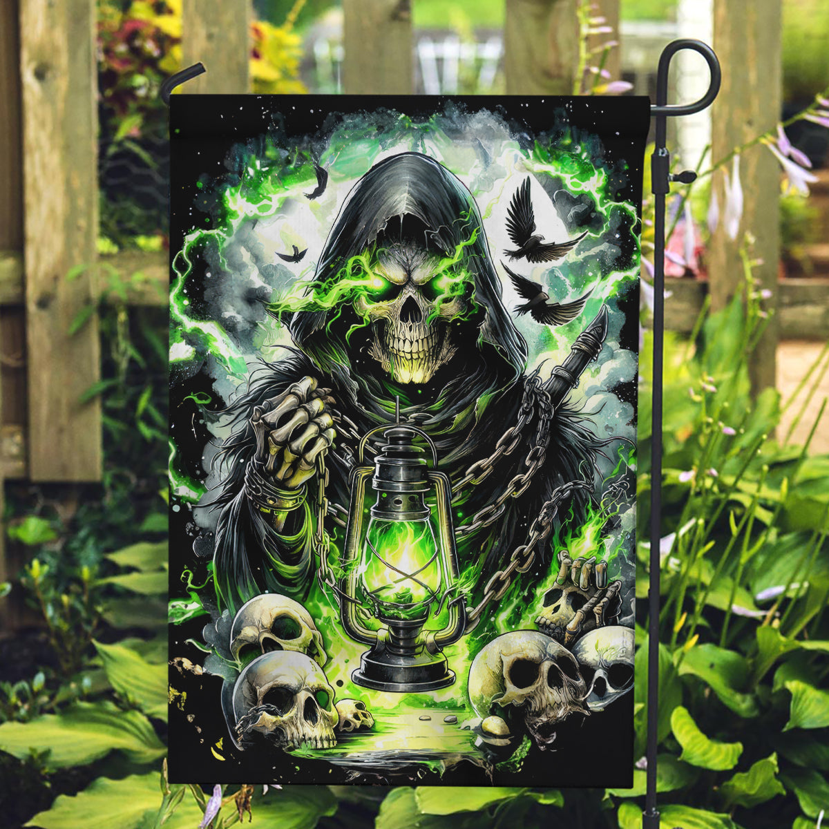 Reaper Skull Garden Flag I Think I Was Designed To Be Alone - Wonder Print Shop