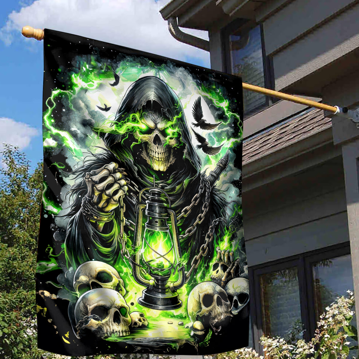 Reaper Skull Garden Flag I Think I Was Designed To Be Alone - Wonder Print Shop