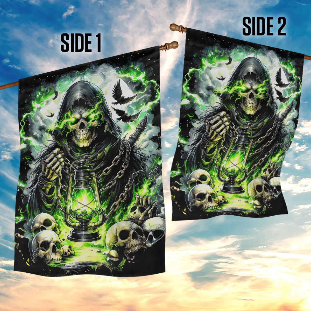 Reaper Skull Garden Flag I Think I Was Designed To Be Alone - Wonder Print Shop