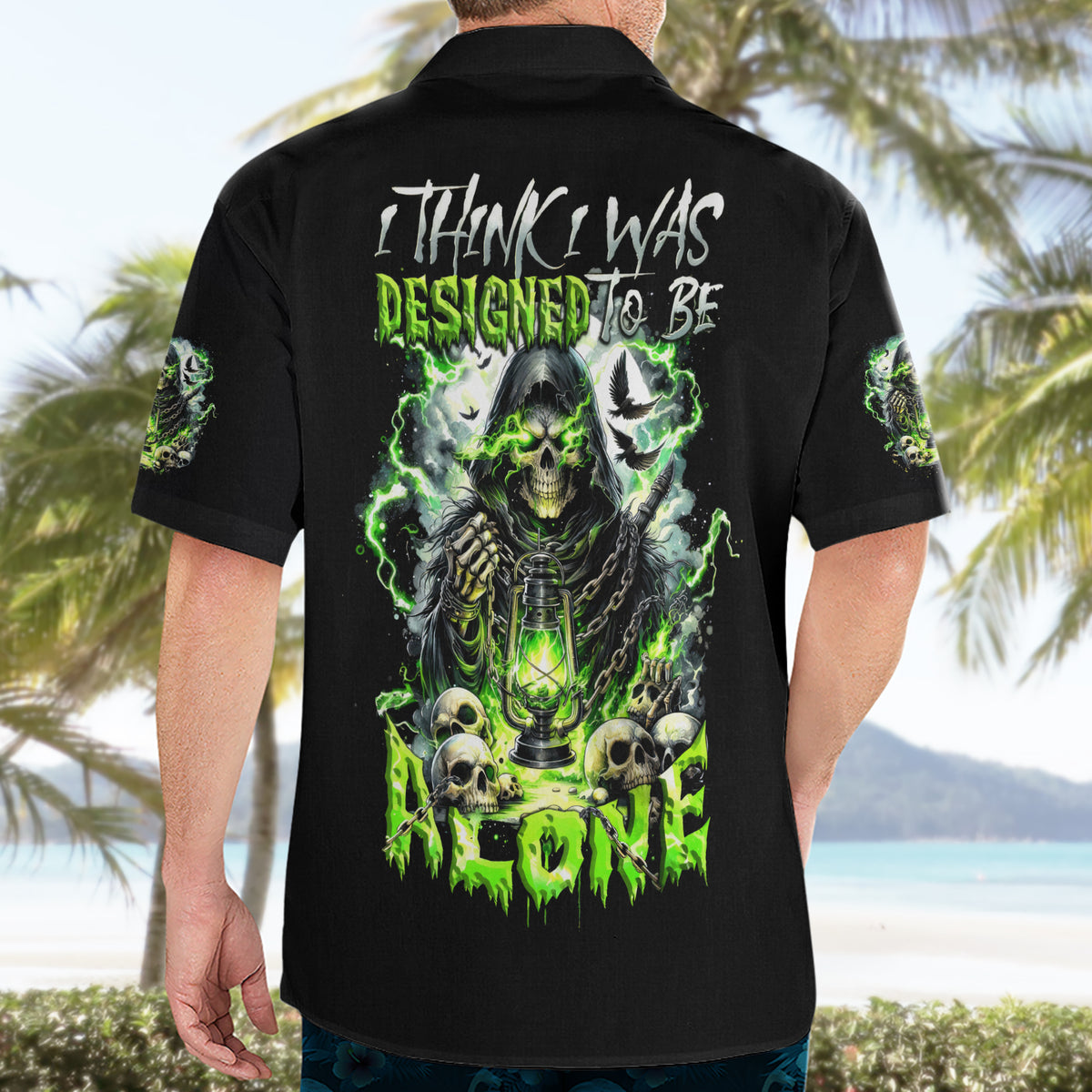 Reaper Skull Hawaiian Shirt I Think I Was Designed To Be Alone - Wonder Print Shop