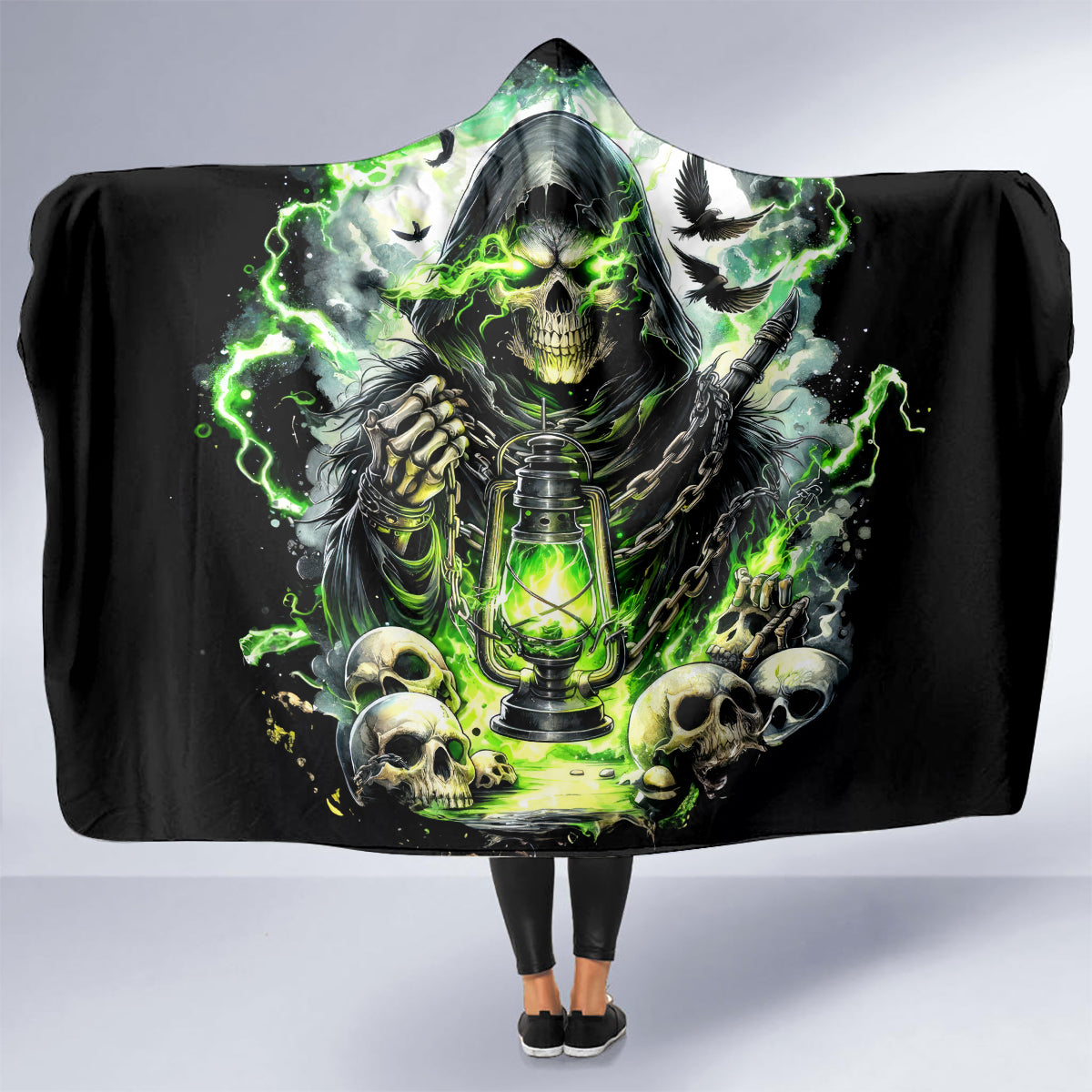 Reaper Skull Hooded Blanket I Think I Was Designed To Be Alone