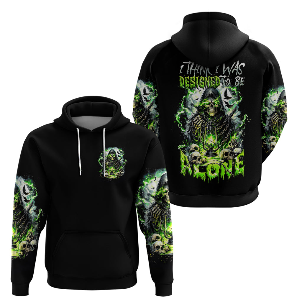 Reaper Skull Hoodie I Think I Was Designed To Be Alone - Wonder Print Shop