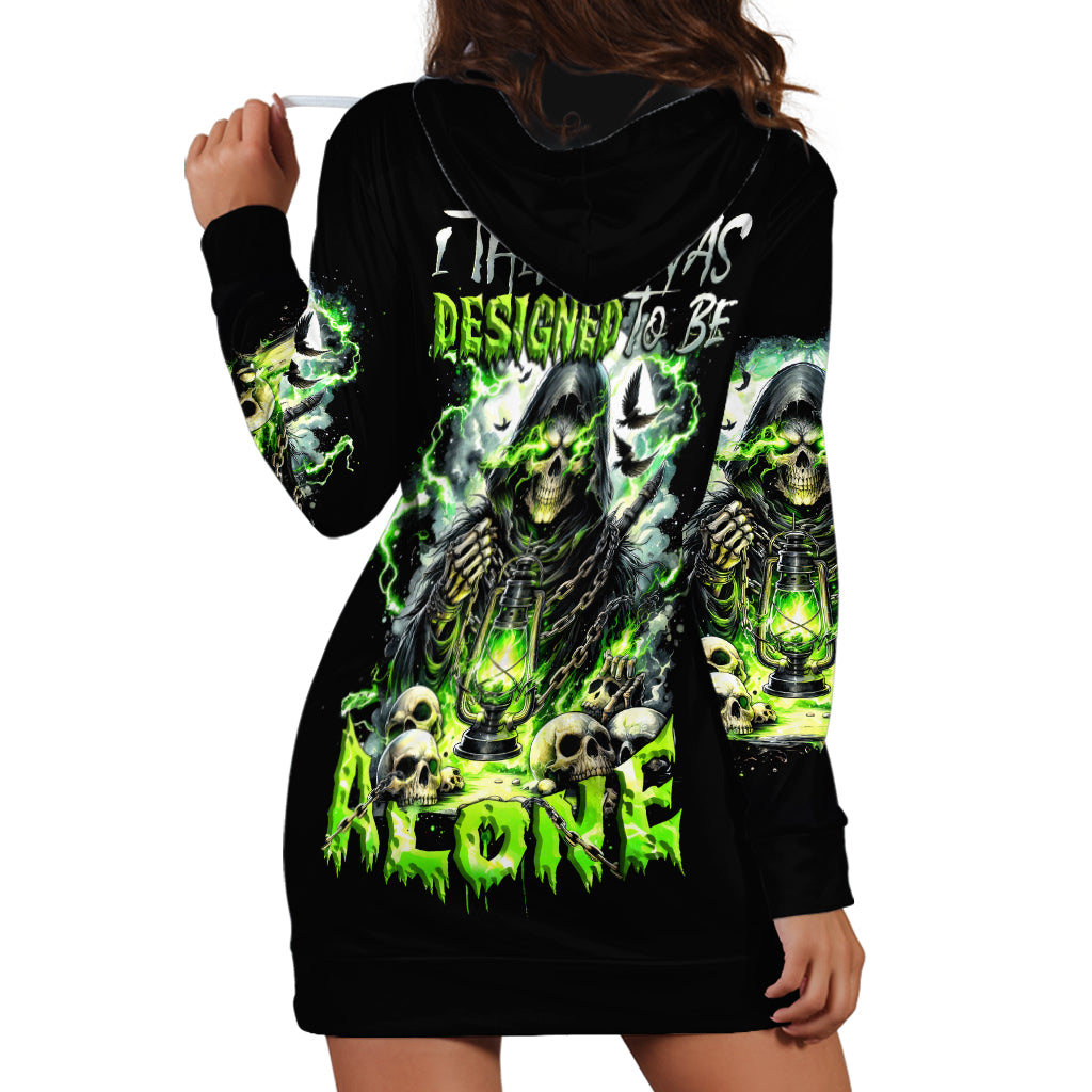 Reaper Skull Hoodie Dress I Think I Was Designed To Be Alone - Wonder Print Shop