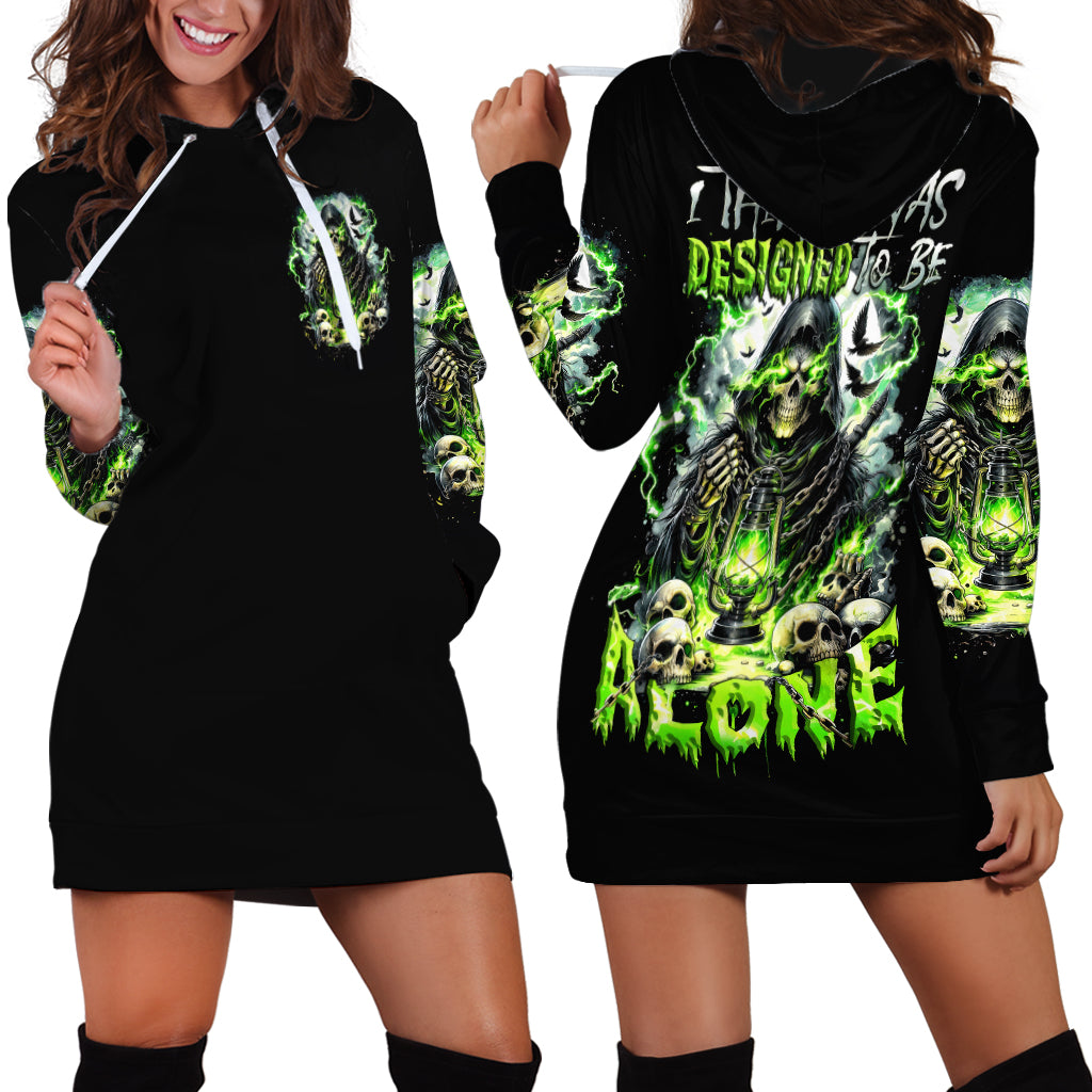 Reaper Skull Hoodie Dress I Think I Was Designed To Be Alone - Wonder Print Shop