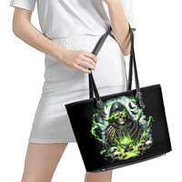 Reaper Skull Leather Tote Bag I Think I Was Designed To Be Alone - Wonder Print Shop