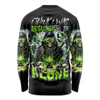 Reaper Skull Long Sleeve Shirt I Think I Was Designed To Be Alone - Wonder Print Shop