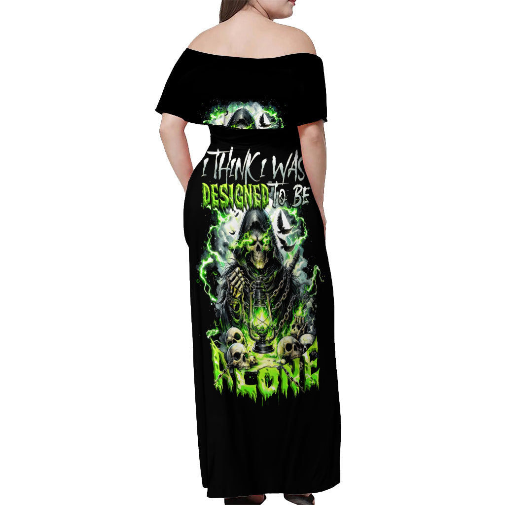 Reaper Skull Off Shoulder Maxi Dress I Think I Was Designed To Be Alone - Wonder Print Shop