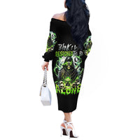 Reaper Skull Off The Shoulder Long Sleeve Dress I Think I Was Designed To Be Alone - Wonder Print Shop