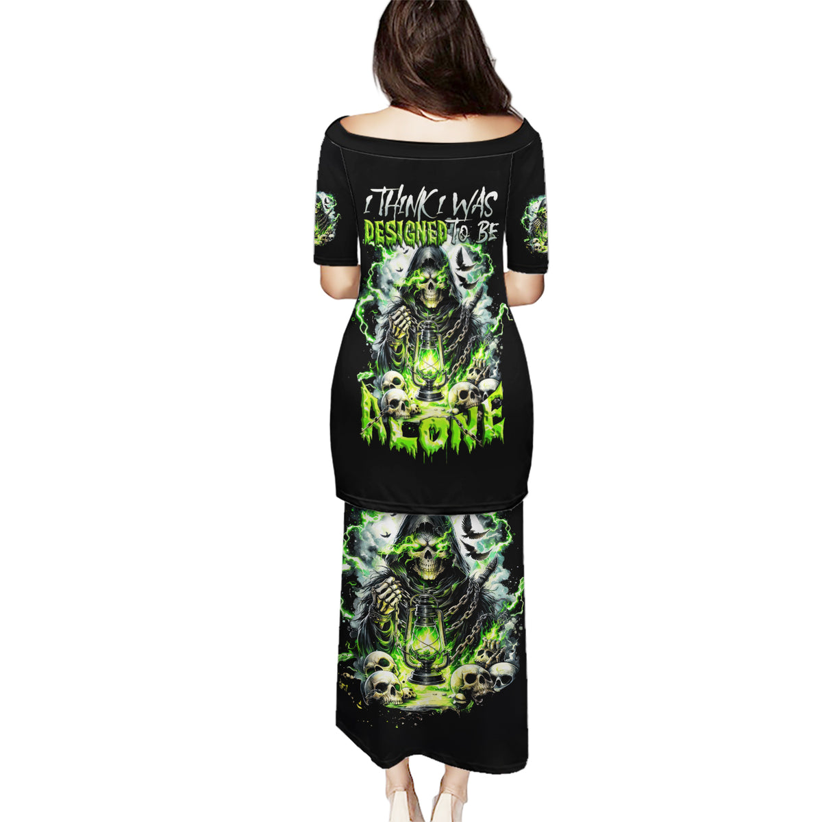 Reaper Skull Puletasi I Think I Was Designed To Be Alone - Wonder Print Shop