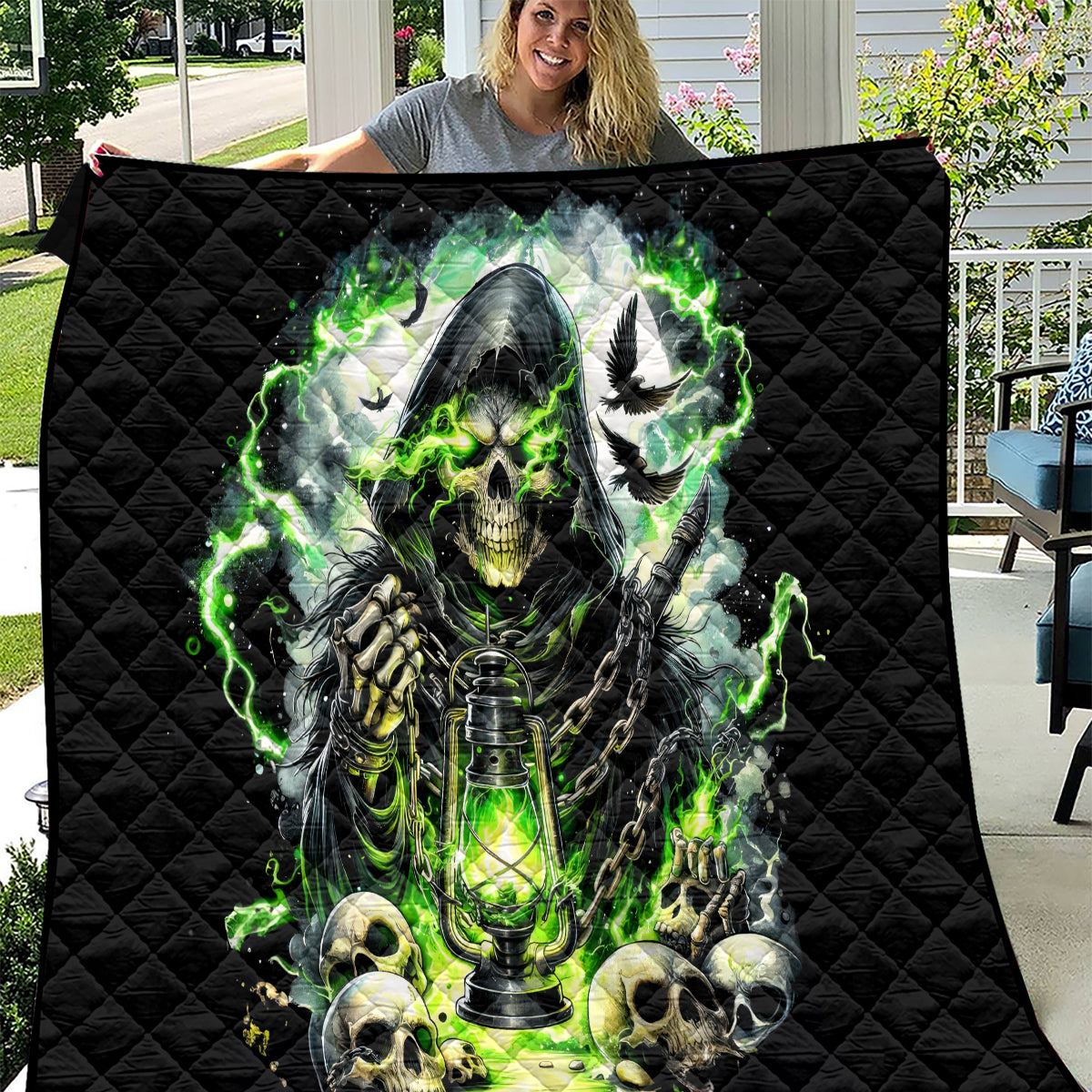 Reaper Skull Quilt I Think I Was Designed To Be Alone - Wonder Print Shop