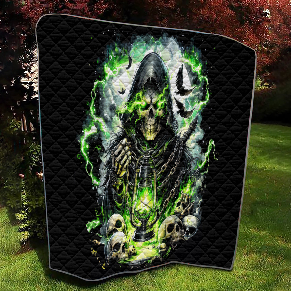 Reaper Skull Quilt I Think I Was Designed To Be Alone - Wonder Print Shop