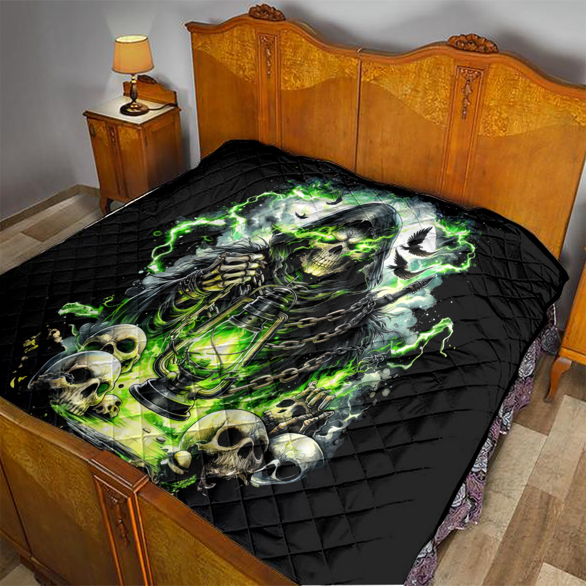Reaper Skull Quilt I Think I Was Designed To Be Alone - Wonder Print Shop