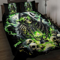 Reaper Skull Quilt Bed Set I Think I Was Designed To Be Alone - Wonder Print Shop