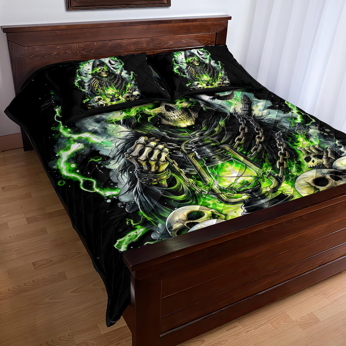 Reaper Skull Quilt Bed Set I Think I Was Designed To Be Alone - Wonder Print Shop
