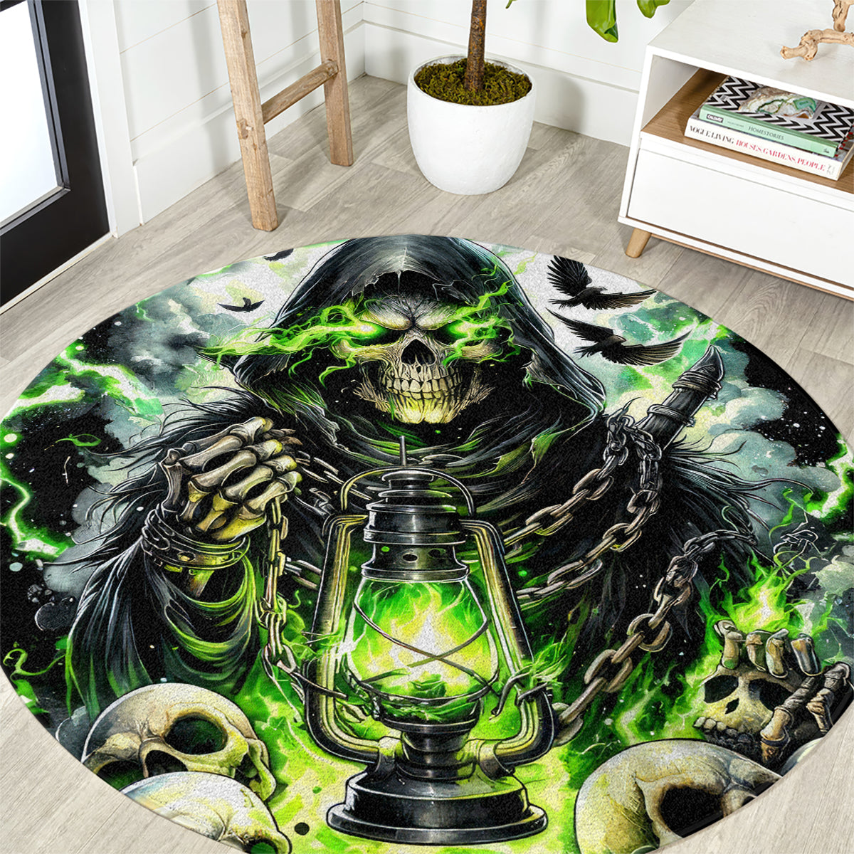 Reaper Skull Round Carpet I Think I Was Designed To Be Alone