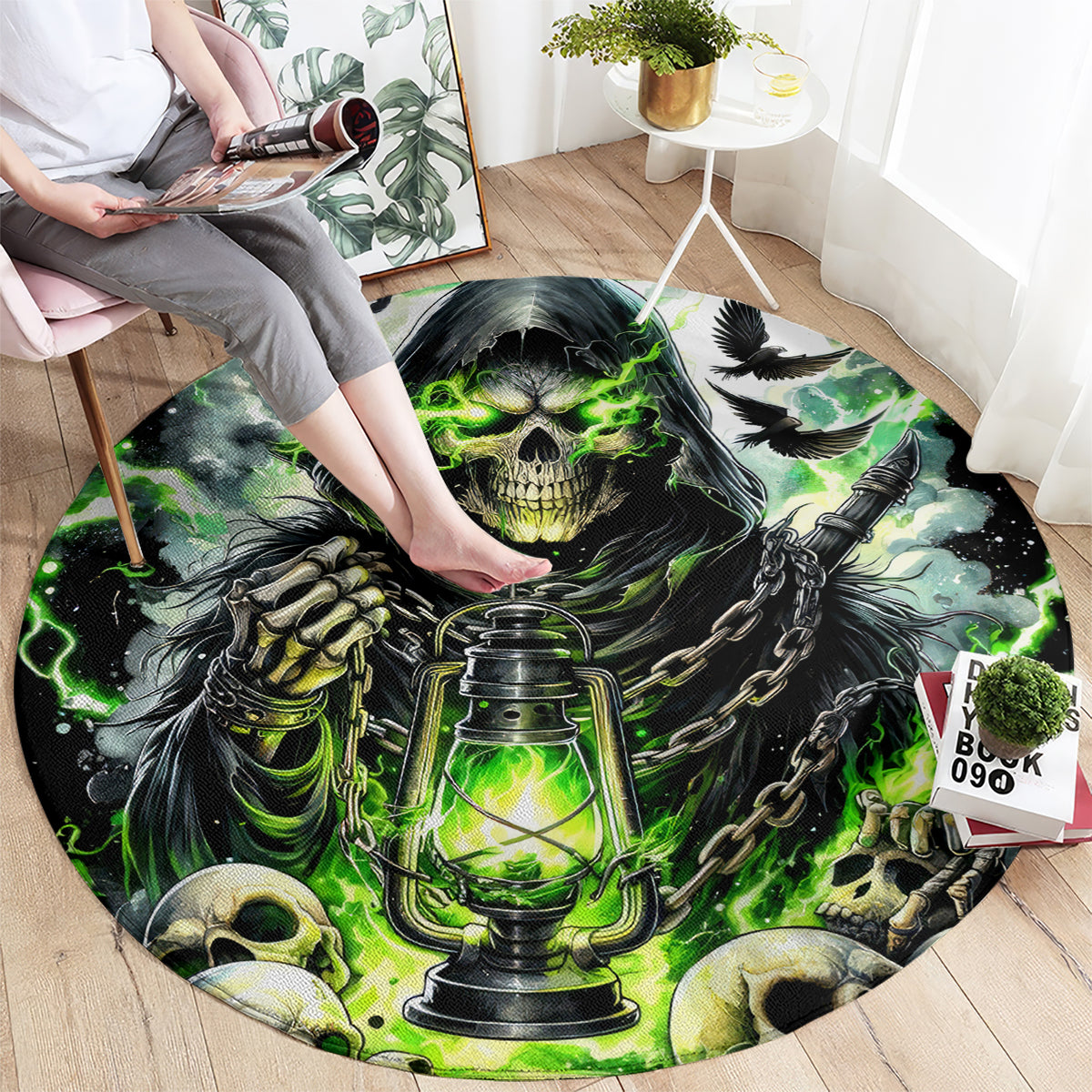Reaper Skull Round Carpet I Think I Was Designed To Be Alone