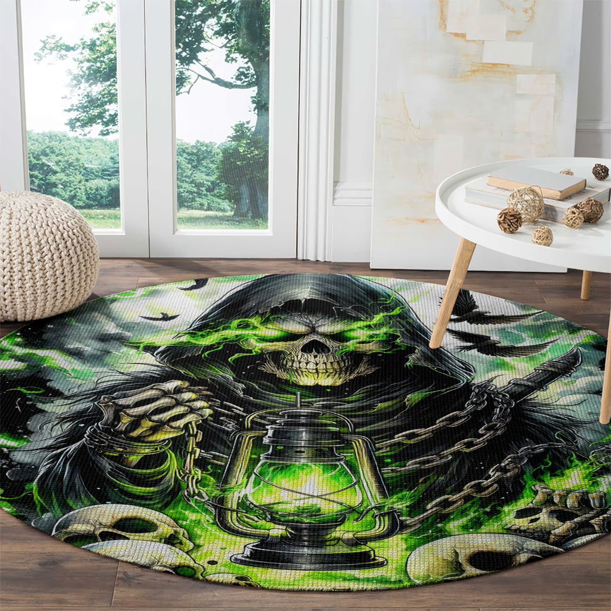 Reaper Skull Round Carpet I Think I Was Designed To Be Alone