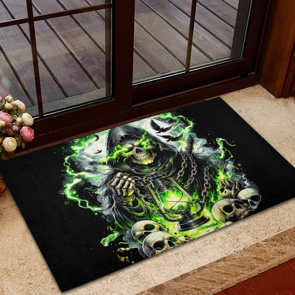 Reaper Skull Rubber Doormat I Think I Was Designed To Be Alone - Wonder Print Shop