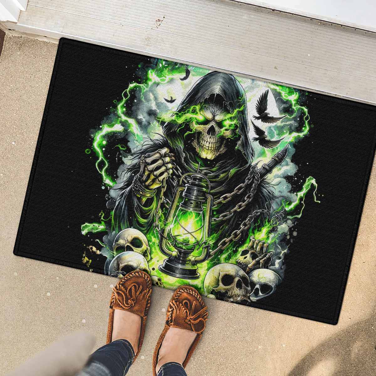 Reaper Skull Rubber Doormat I Think I Was Designed To Be Alone - Wonder Print Shop