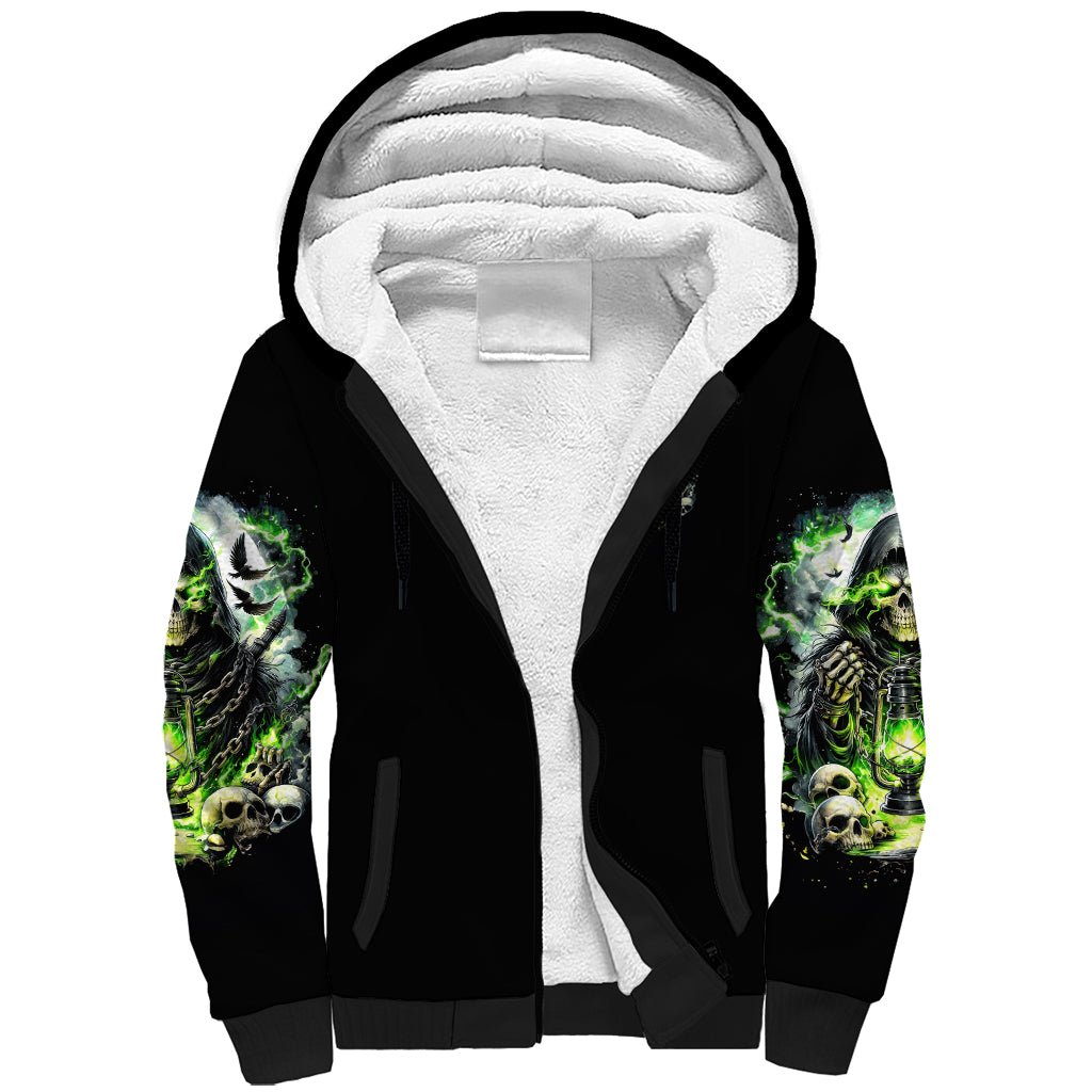 Reaper Skull Sherpa Hoodie I Think I Was Designed To Be Alone - Wonder Print Shop