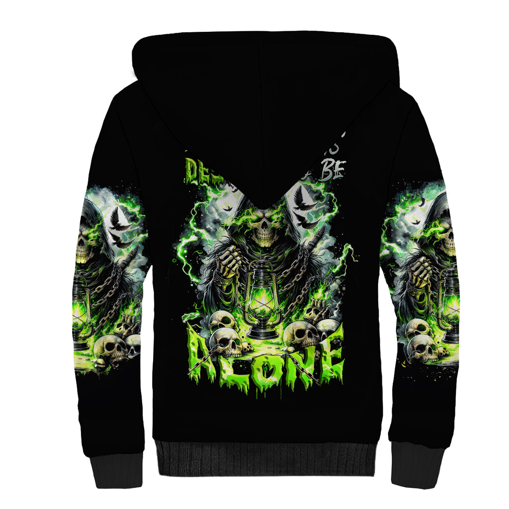 Reaper Skull Sherpa Hoodie I Think I Was Designed To Be Alone - Wonder Print Shop