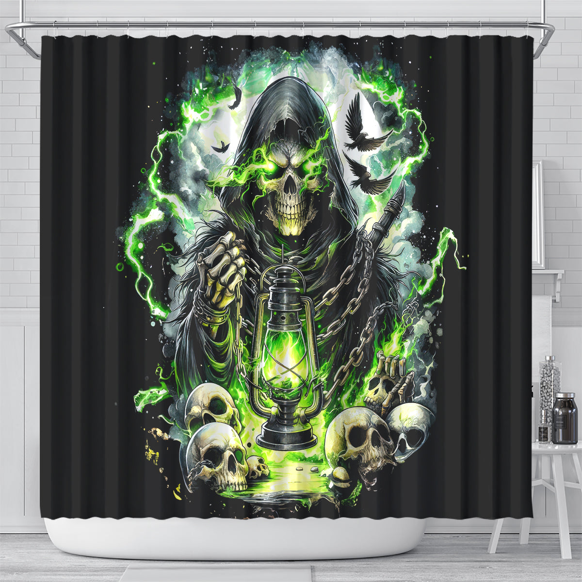 Reaper Skull Shower Curtain I Think I Was Designed To Be Alone