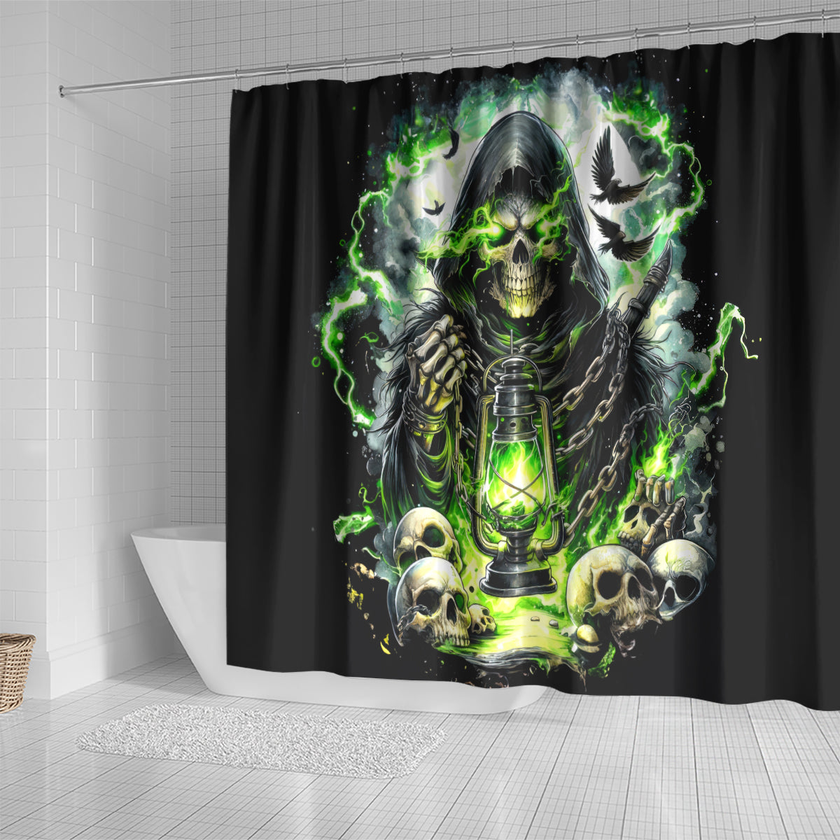 Reaper Skull Shower Curtain I Think I Was Designed To Be Alone