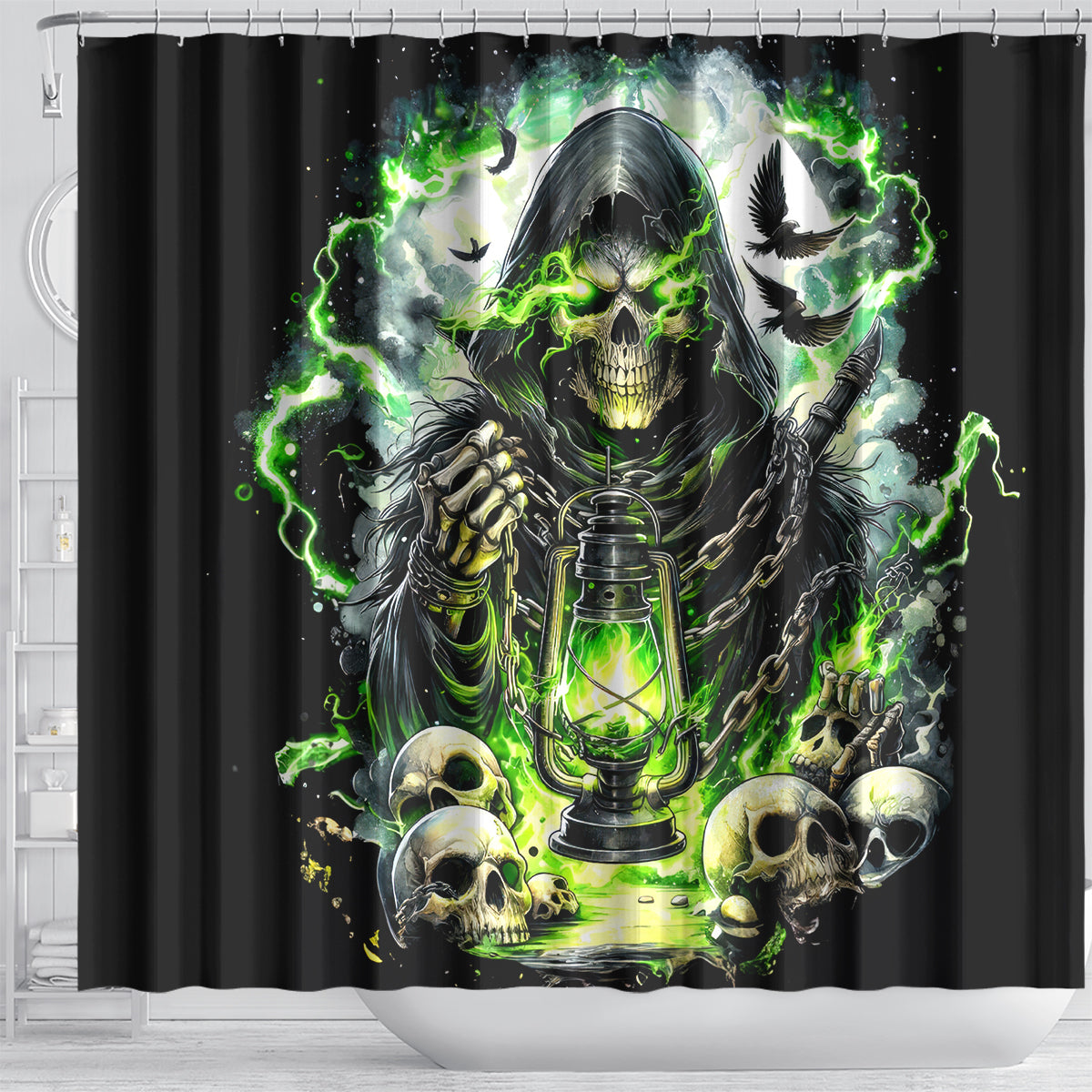Reaper Skull Shower Curtain I Think I Was Designed To Be Alone