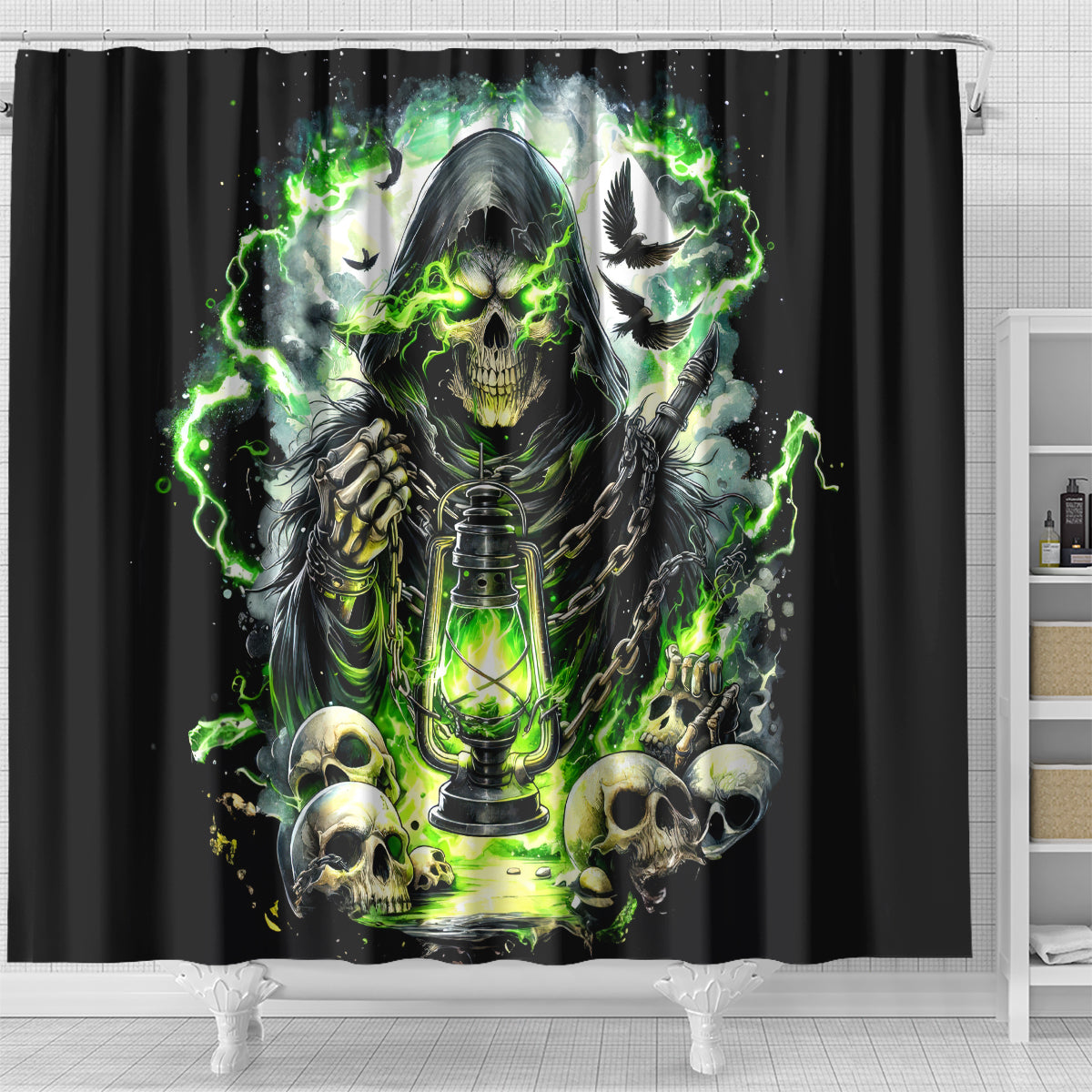 Reaper Skull Shower Curtain I Think I Was Designed To Be Alone
