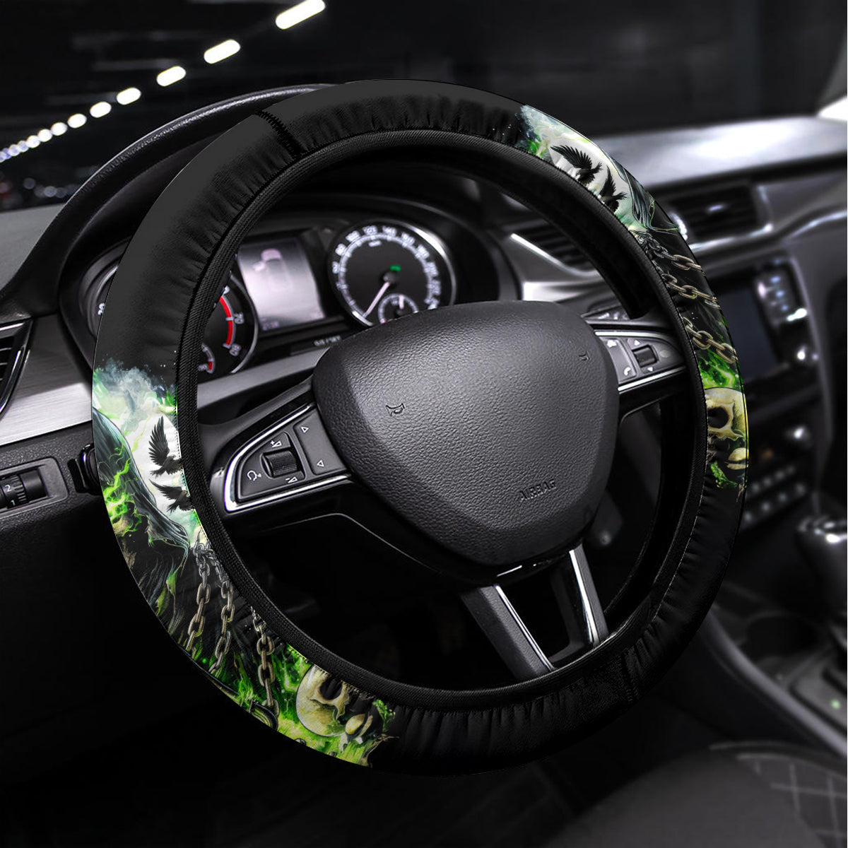 Reaper Skull Steering Wheel Cover I Think I Was Designed To Be Alone - Wonder Print Shop
