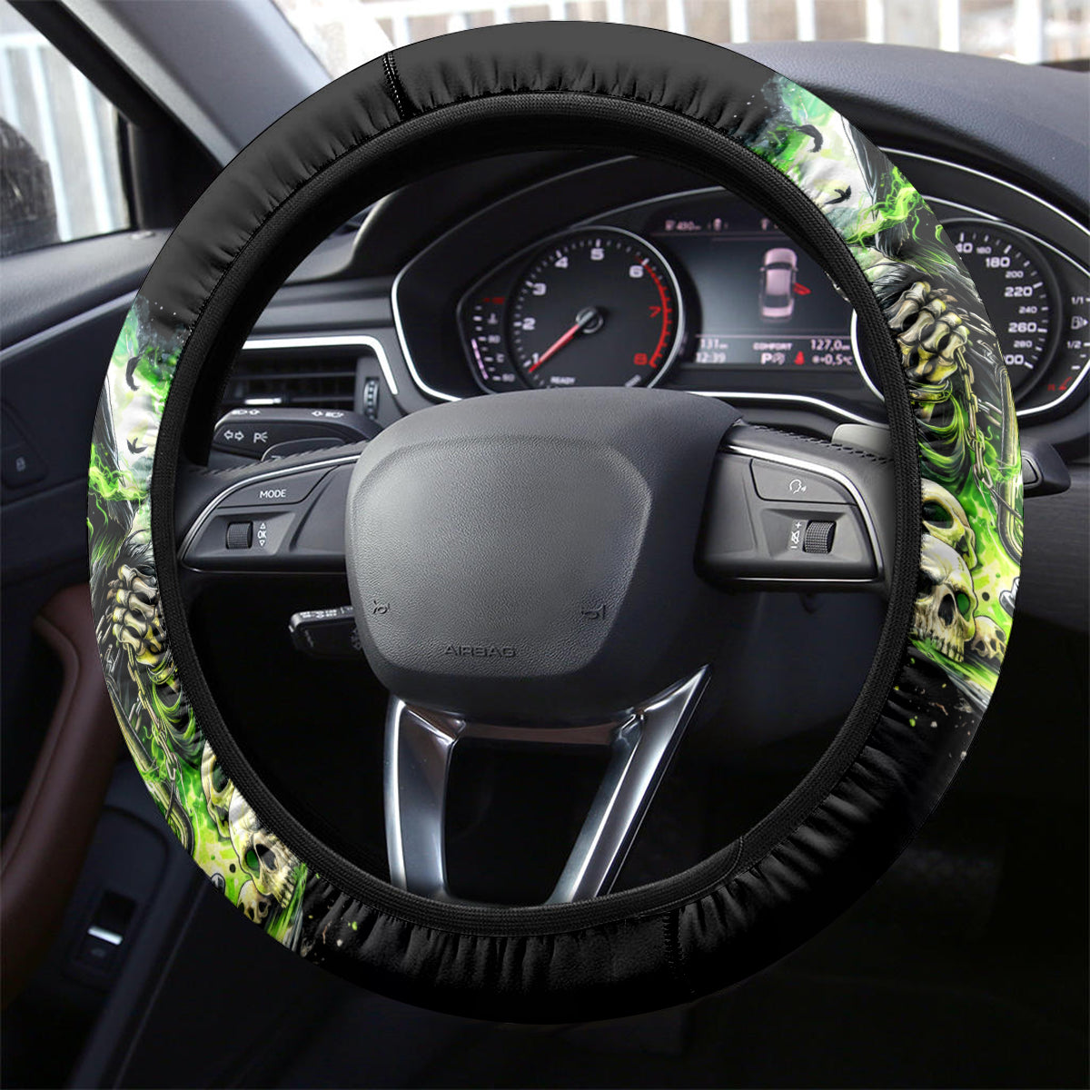 Reaper Skull Steering Wheel Cover I Think I Was Designed To Be Alone - Wonder Print Shop