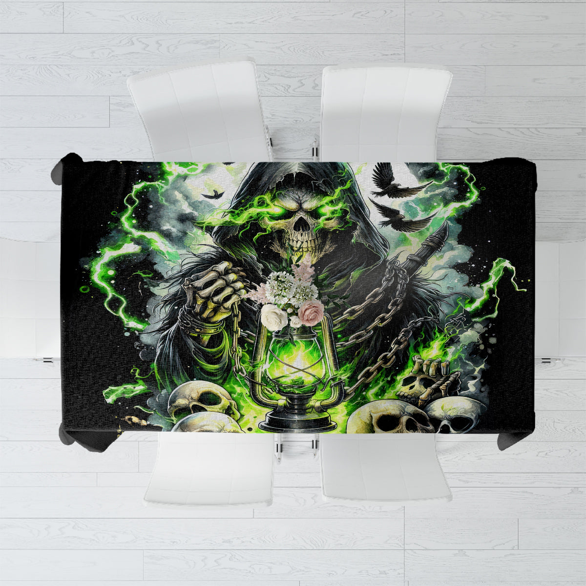 Reaper Skull Tablecloth I Think I Was Designed To Be Alone - Wonder Print Shop
