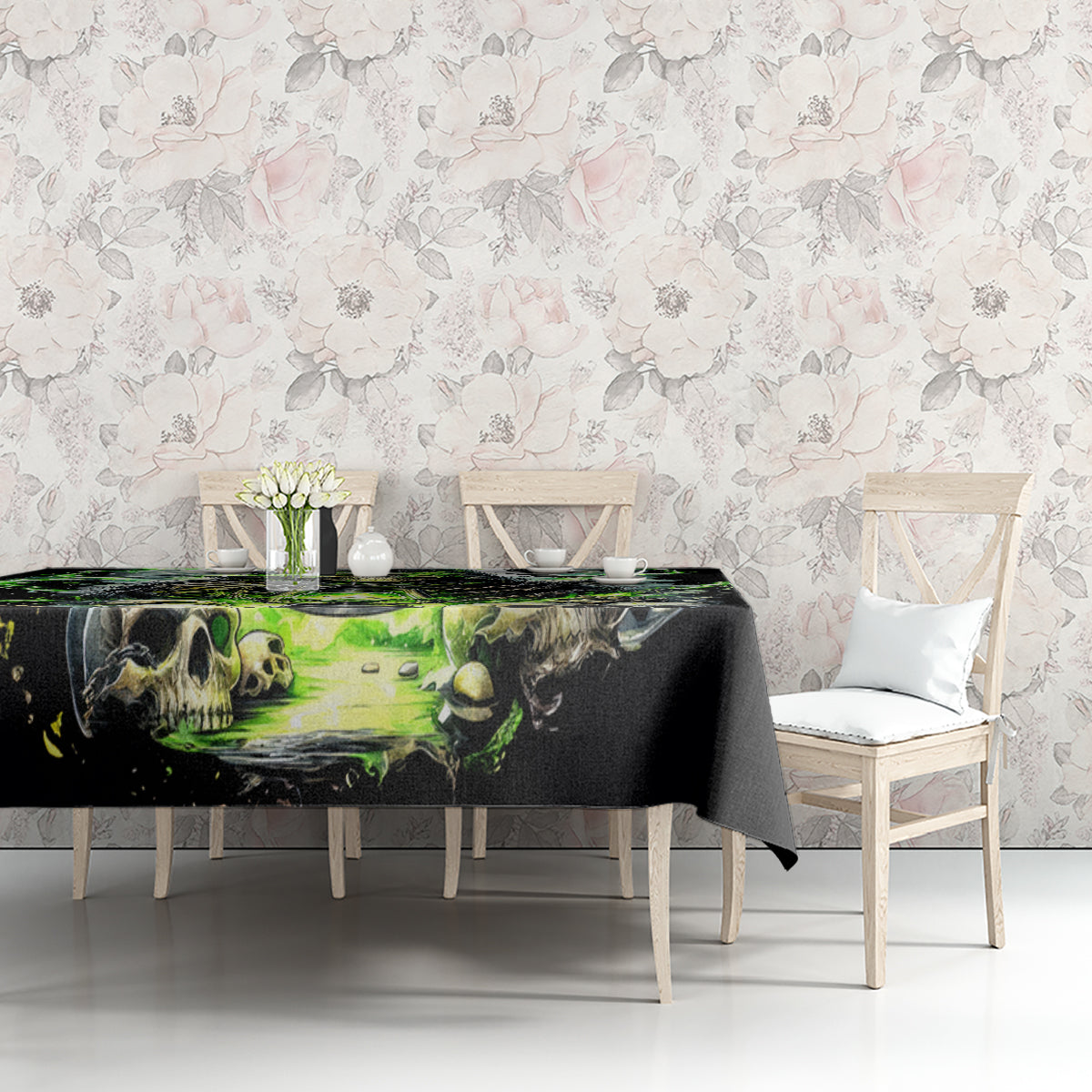 Reaper Skull Tablecloth I Think I Was Designed To Be Alone - Wonder Print Shop